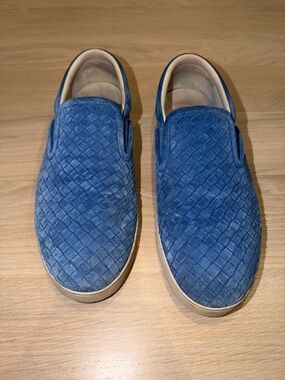 Bottega Veneta Baby Blue Quilted Suede Slip-On Loafers